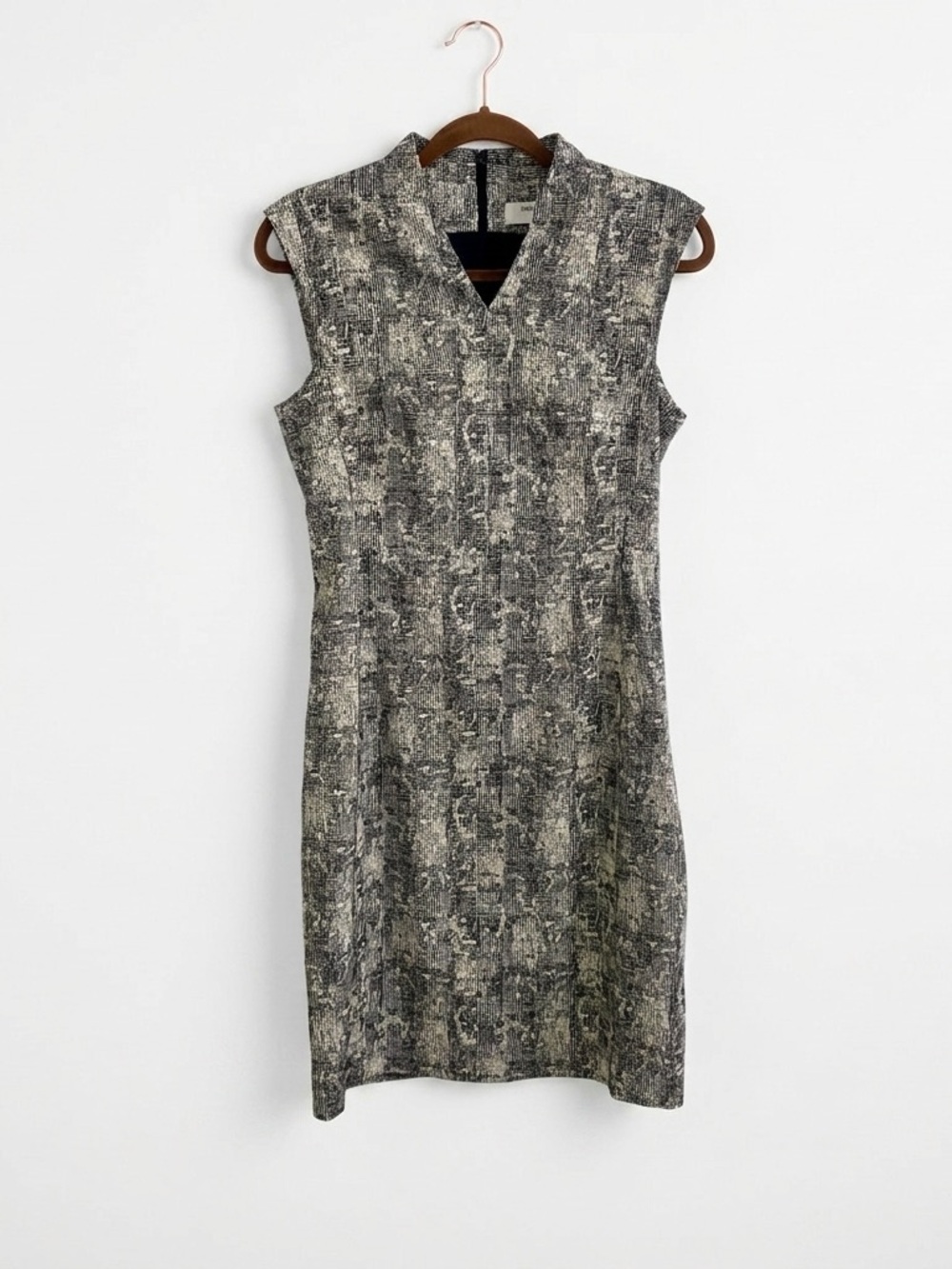 M.M.LaFleur Aditi Dress Size 4 Crackly Print Grey Black Sheath Workwear Luxury